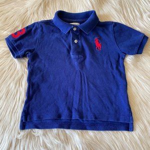 RALPH LAUREN Sz 24 Months Blue Collared Short Sleeve Polo Shirt